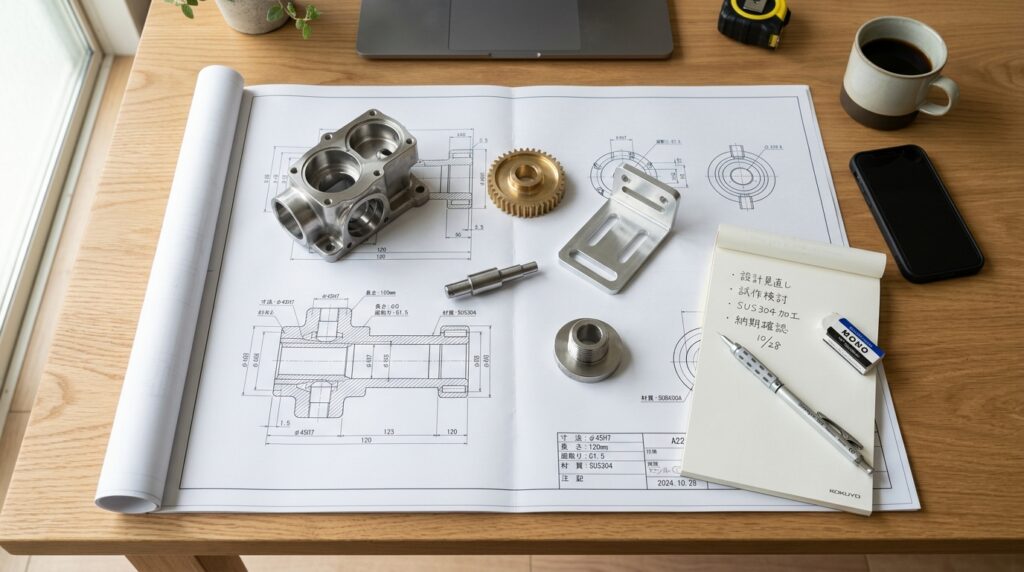図面、製品、問い合わせ、購買担当などのイメージ写真　ヨシダセイコー