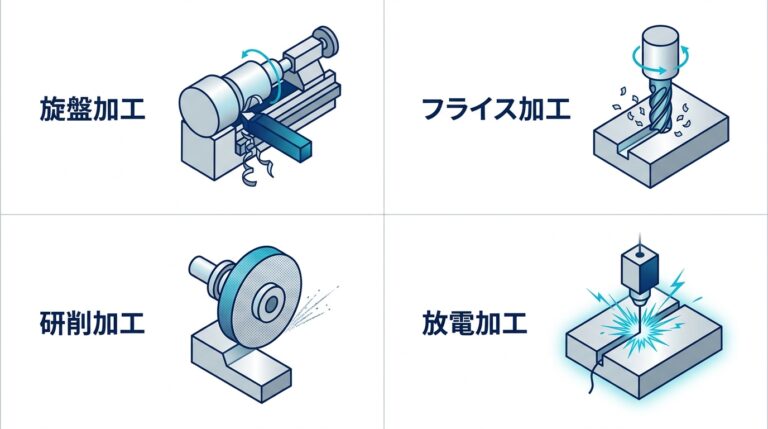 金属部品加工の種類ガイド｜旋盤・フライス・研削の使い分けを解説